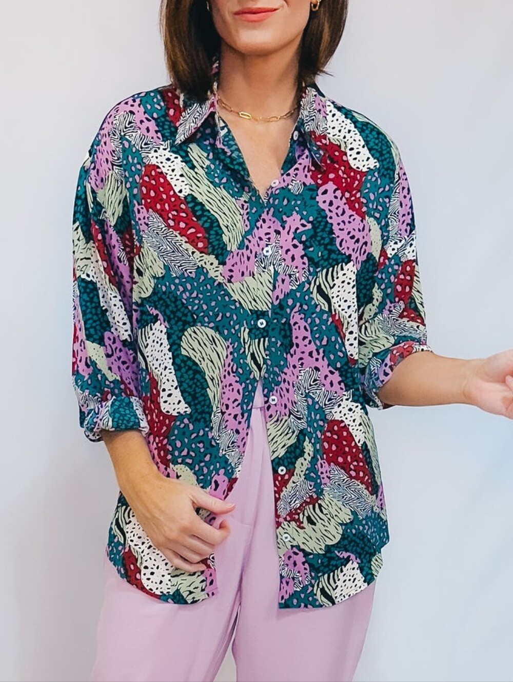 Lili Sidonio Multi Animal Print Blouse M